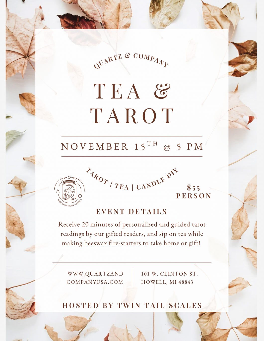 Tea and Tarot, Saturday November 15th @ 5 pm