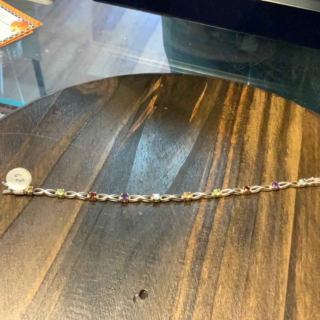 Multi gemstone tennis bracelet