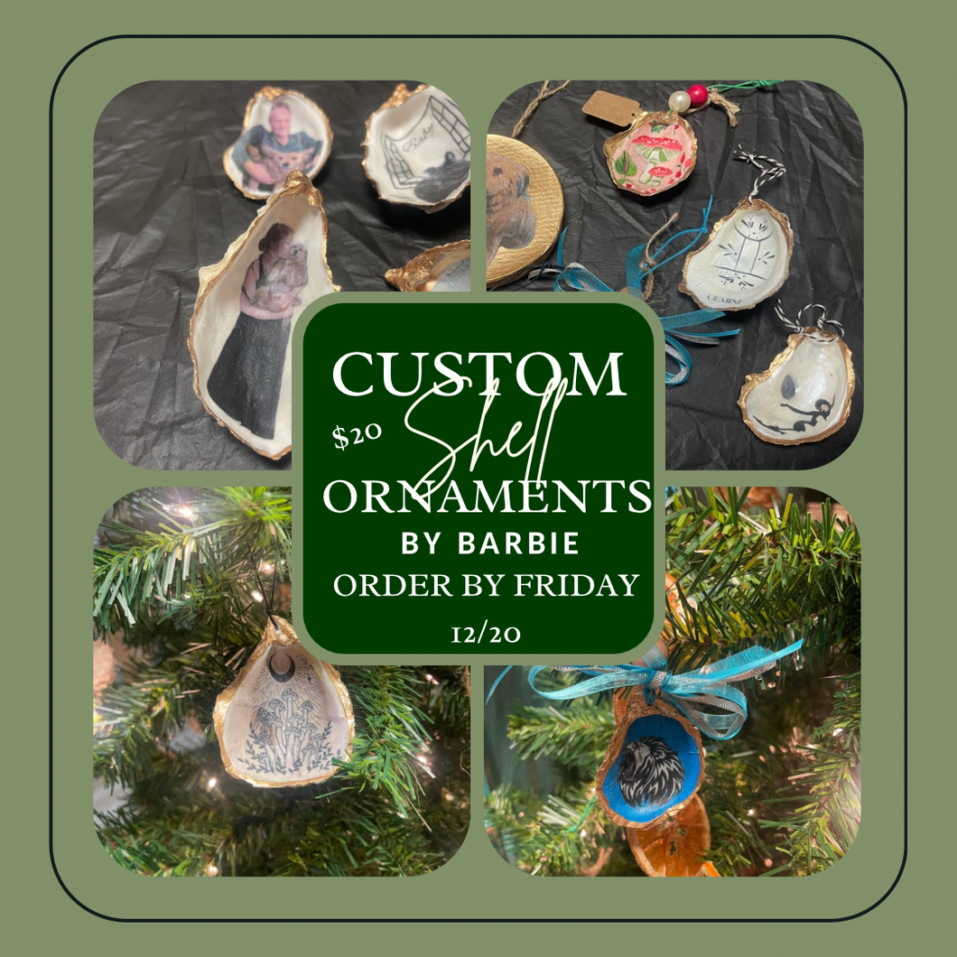 Custom Oyster Shell Ornament Pre-Order