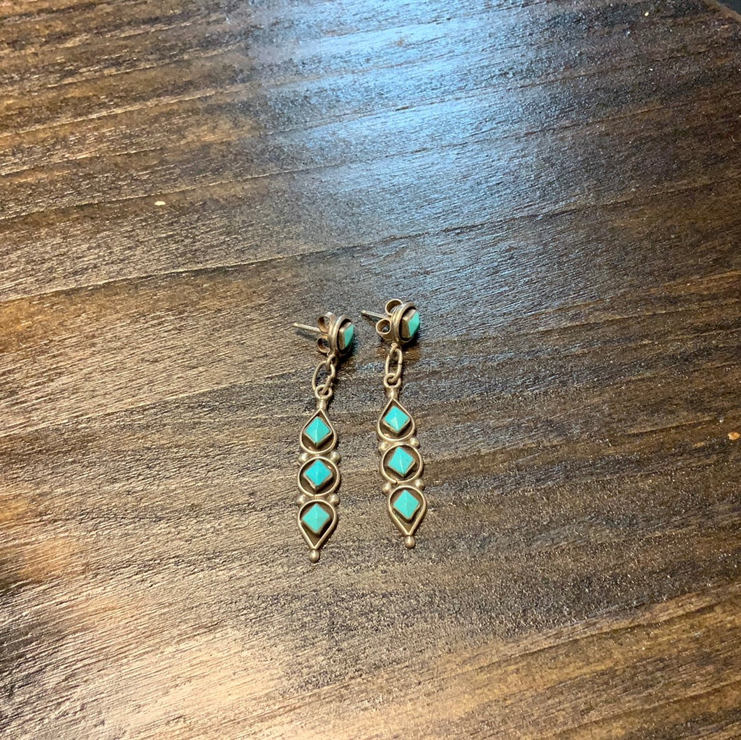 Turquoise Drop Earrings 1980s