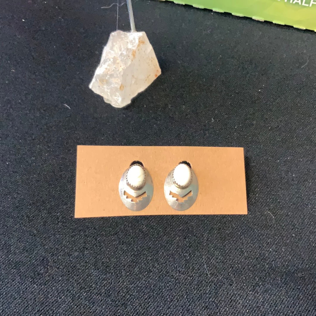 White Howlite Earrings Navajo Wayne Etsitty